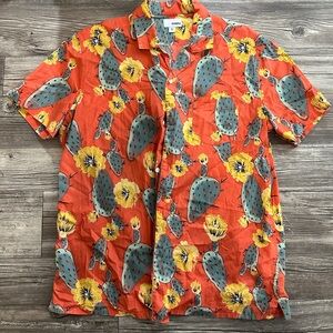 Sonoma Men's Orange Cactus Print Short Sleeve Shirt
